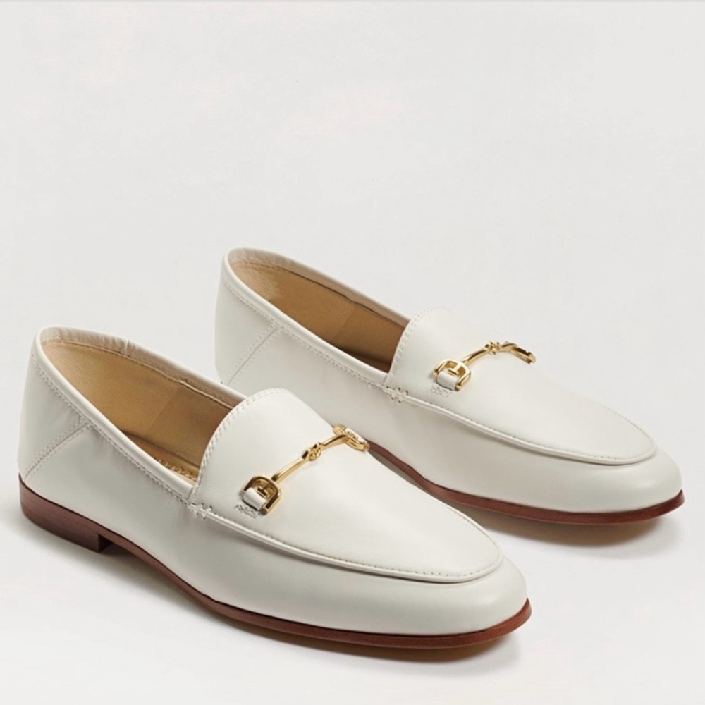 Sam Edelman White Loafers with Gold Accent